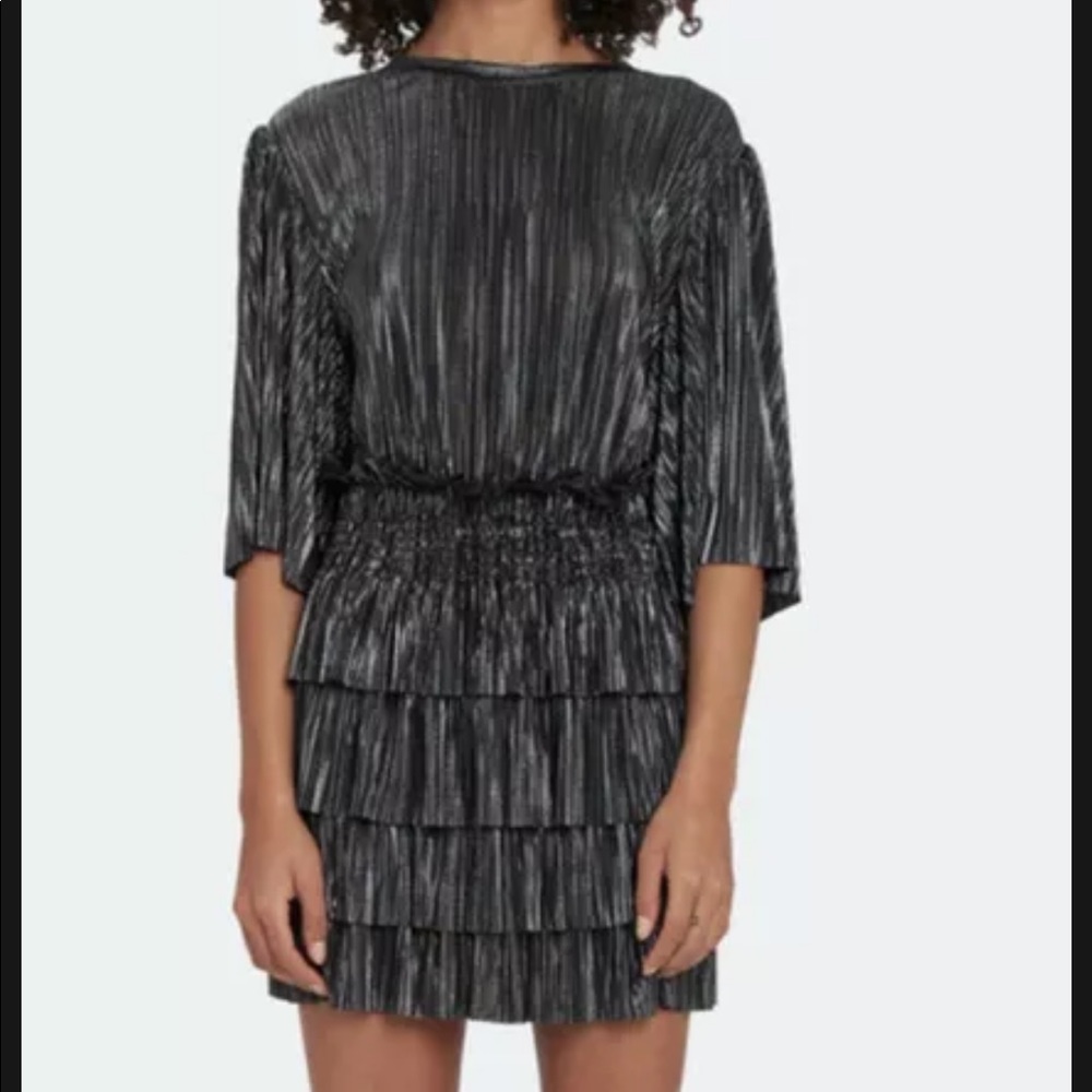 IRO Black Cuzco Pleated Metallic Dress Size 42, US size 12